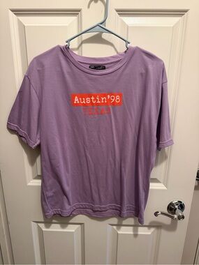 Zara Lavender Graphic Tee with Orange Print